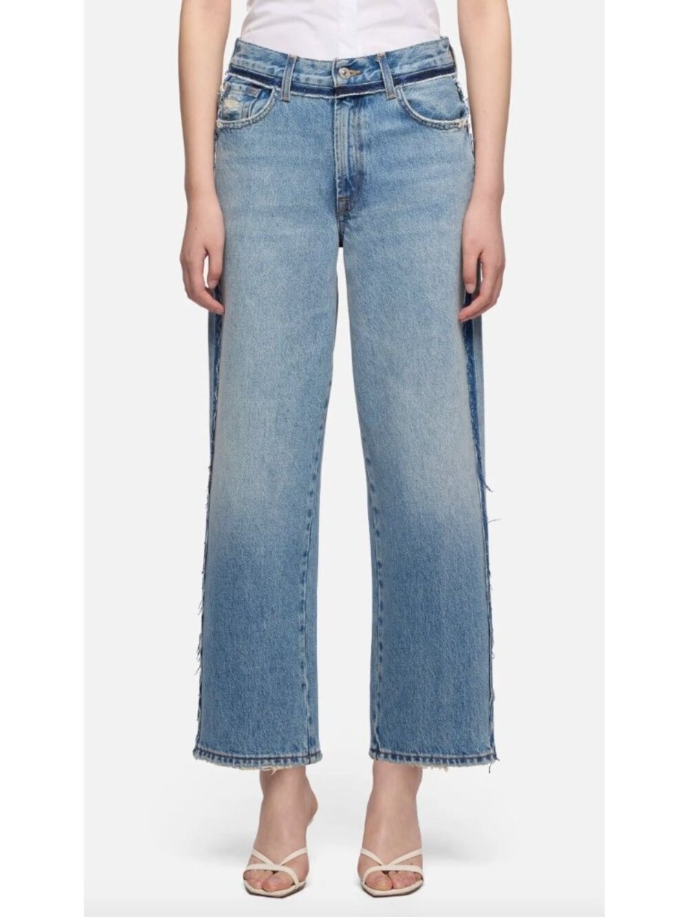 7 For All Mankind $228 Stovepipe Straight Ankle Jeans Size 24 Sapphire Dust Blue - Picture 4 of 7